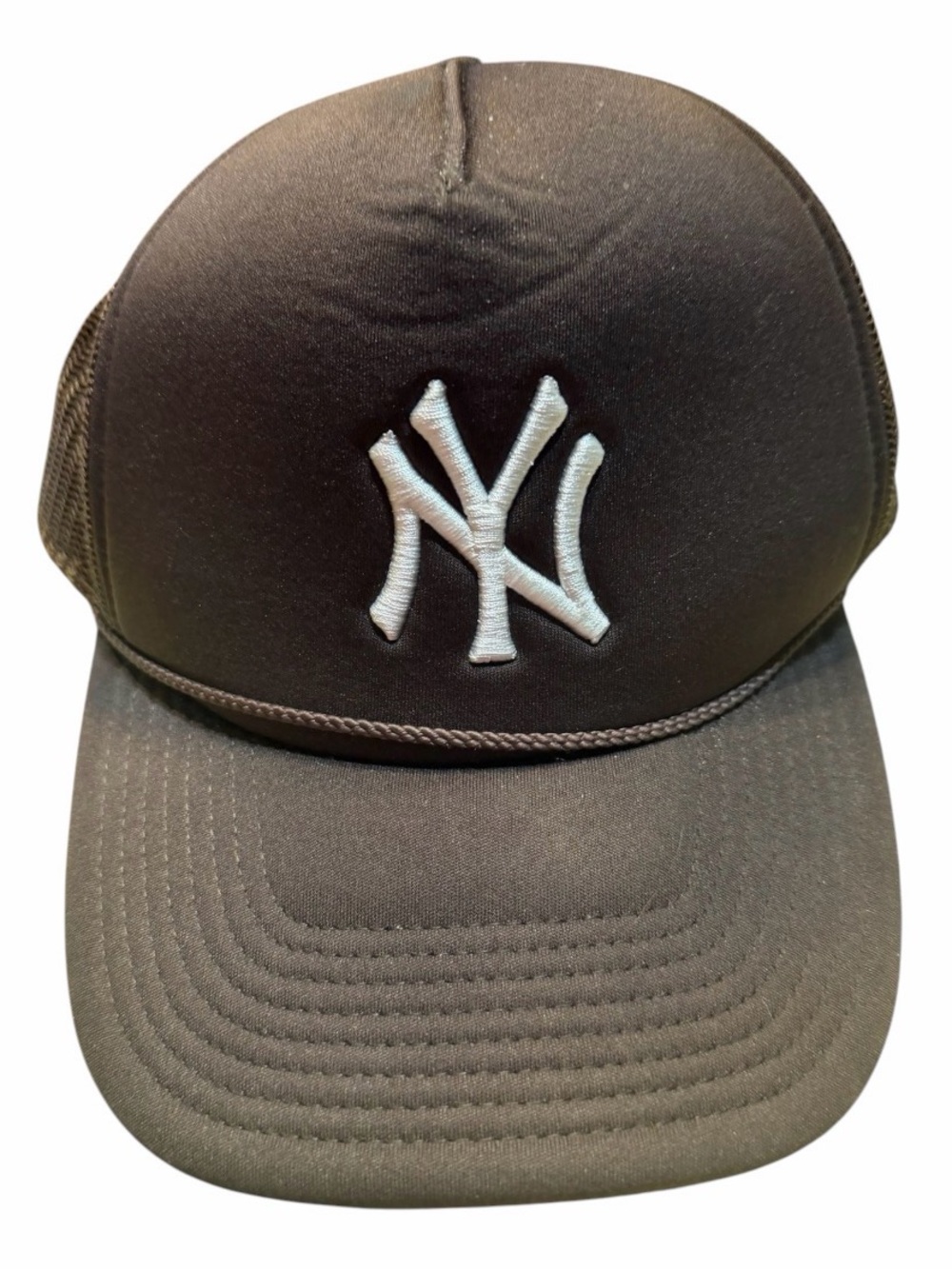 New York Yankees brown foam Trucker Hat with White Logo  MLB  47
